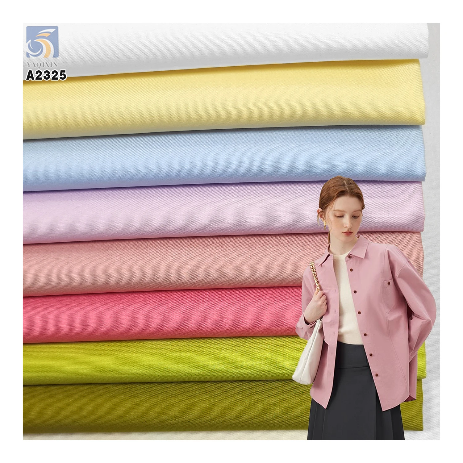 A2325 115gsm Polyester Cotton Poplin Fabric 40s Plain Weave 50% Polyester 50% Cotton Dress Shirt Fresh Fabric