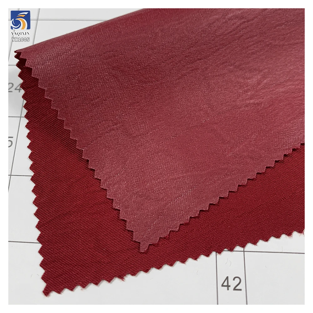 YX1005 180gsm 100% Polyester Woven Like Leather Fabric Hot Stamping Wrinkled Polyester Acetate Satin Fabric - 图片 4
