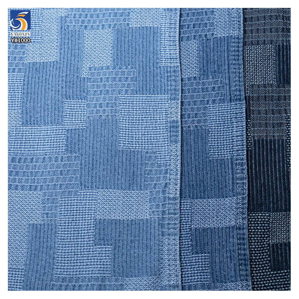 YX100 220g/m² 10oz Camouflage-Style Pattern Washed Denim Fabric Trendy Jacquard Denim Fabric for Blue Jacket and Pants - 图片 6