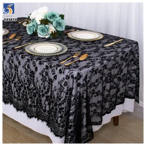 YX587 Sexy Style Black Floral Eyelash Lace Fabric 2025 100% Nylon Eyelash Lace Fabric for Skirt Tablecloth