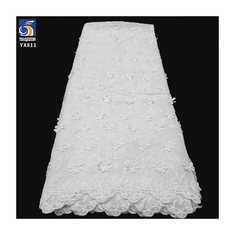 YX811 Custom Encrypted High Quality 120gsm Cotton Embroidery Lace Fabric Milk Silk Lace Floral Cotton Fabric With Embroidered - 图片 3