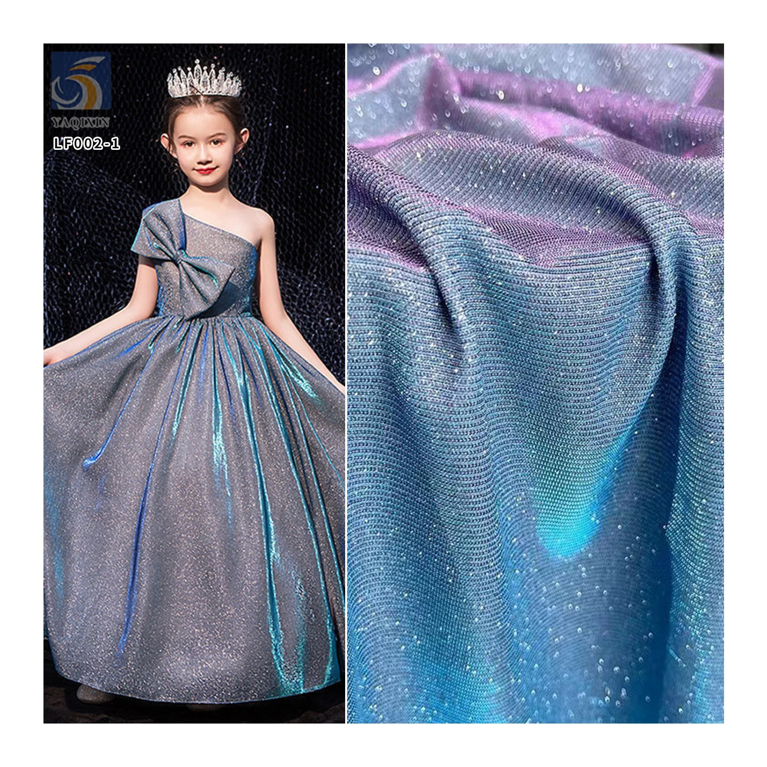 LF002-1 High Quality Glitter 95% Polyester 5% Spandex Lurex Rib Knit Stripe Fabric for Party Dress