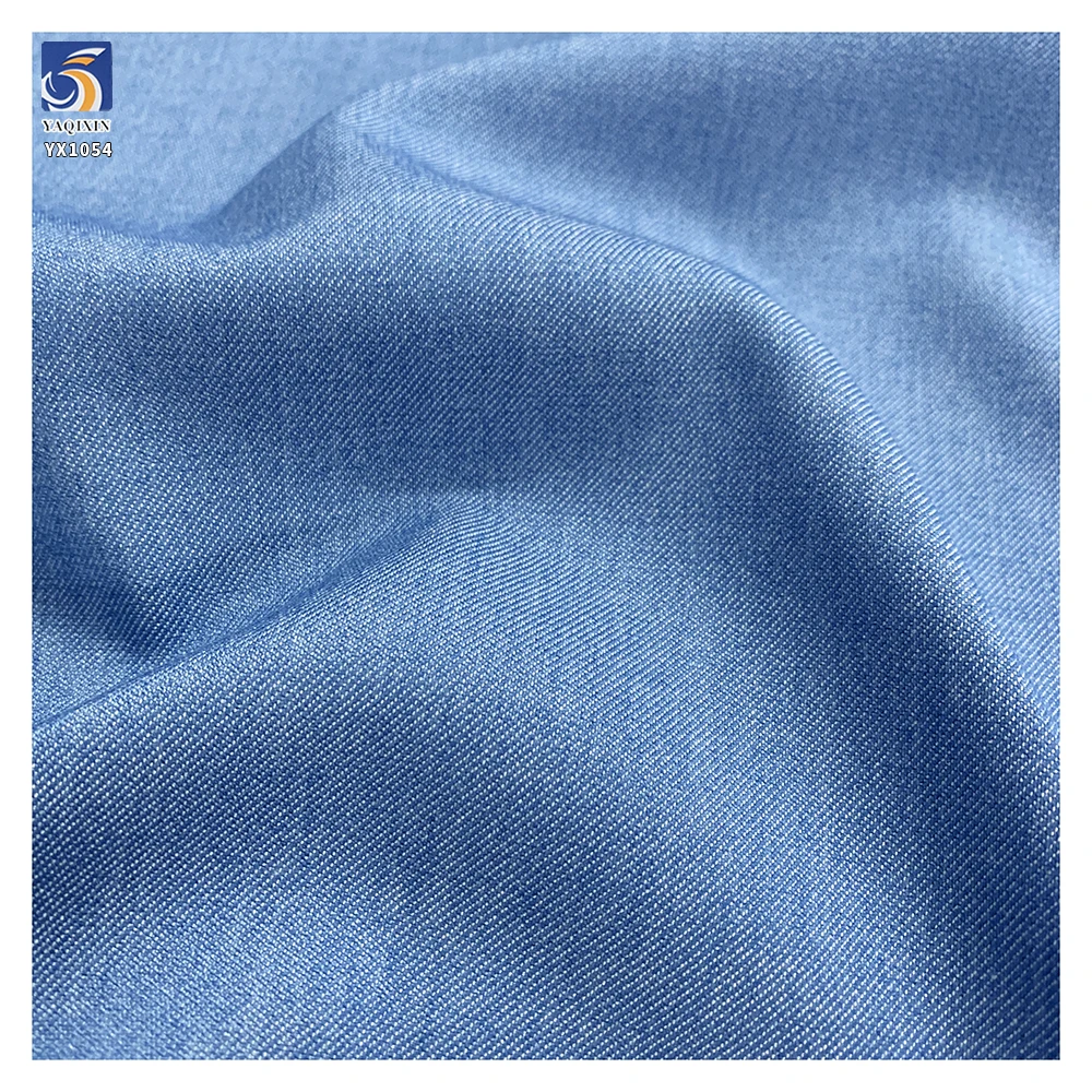 YX1054 200gsm 79 Rayon 18 Cotton 3 Spandex Blend Material Blue Denim Fabric Jeans Double Yarn Twill Denim Summer Pants Fabric - 图片 5