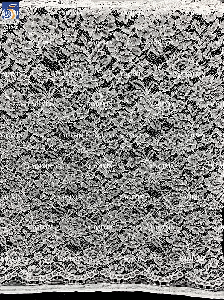 YX1229 Quick and Easy Custom Color 120g Woven Mesh Net Lace Fabric Cheap Polyester Mesh Wedding Chantilly Lace Fabric - 图片 3