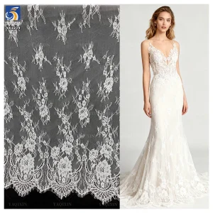 YX1204 Large Stock of Eyelash Lace Fabric Wholesale China Factory Fast Shipping Mesh Eyelash Lace Fabric Florals for Wedding