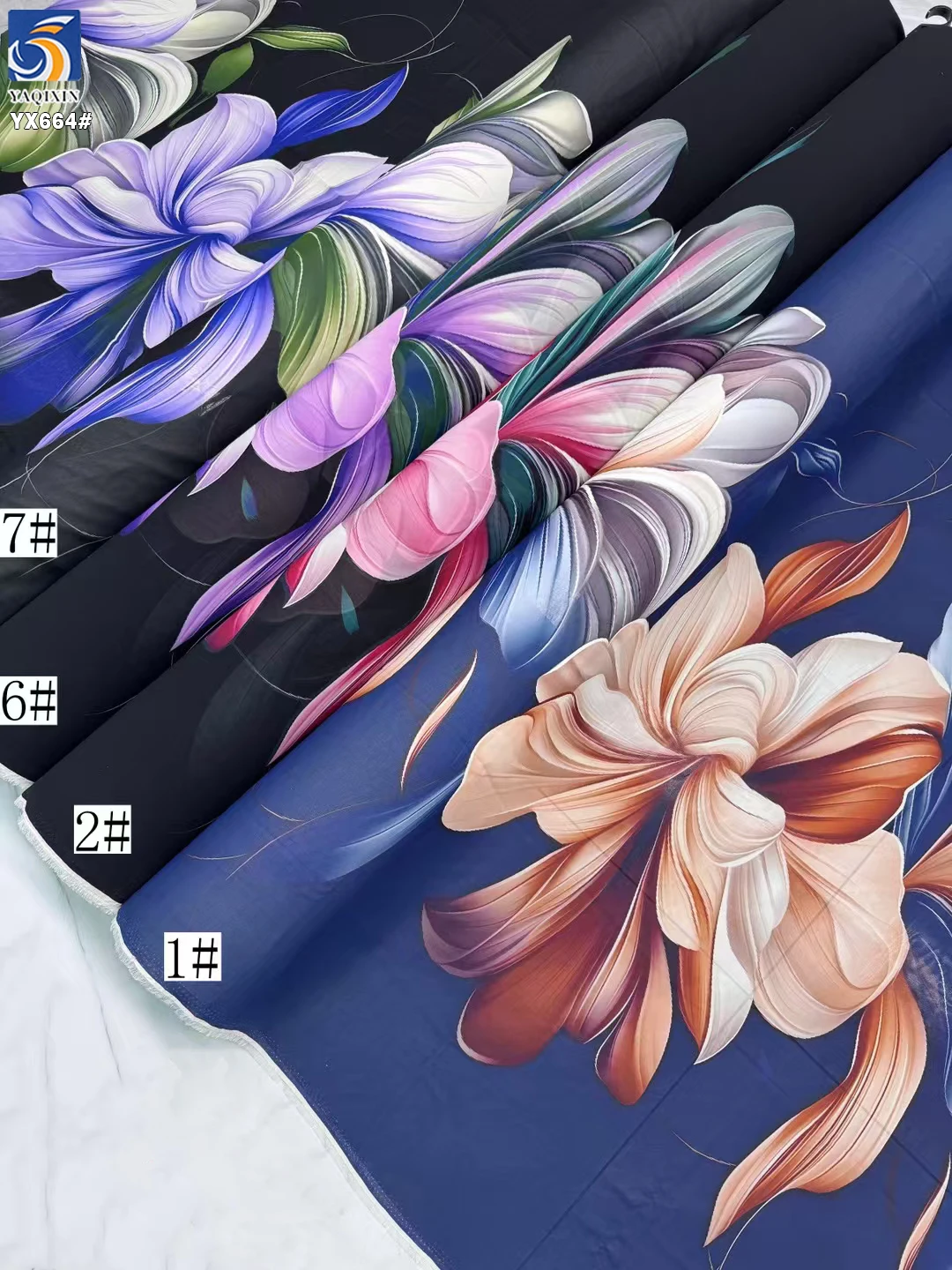 YX664 High-Quality Chiffon Digital Print Fabrics With Vivid Colors Poly Trendy Floral Pearl Chiffon Printed Fabrics - 图片 4