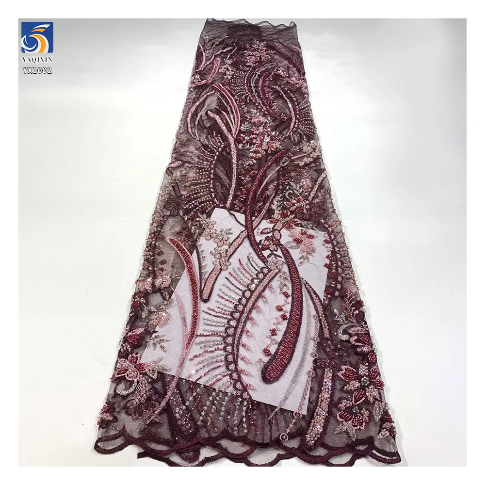 YX1002 Emerald Green African Lace Fabric DIY Customized Flower Sequin Embroidered Fabric Lace Textile for African Wedding - 图片 5