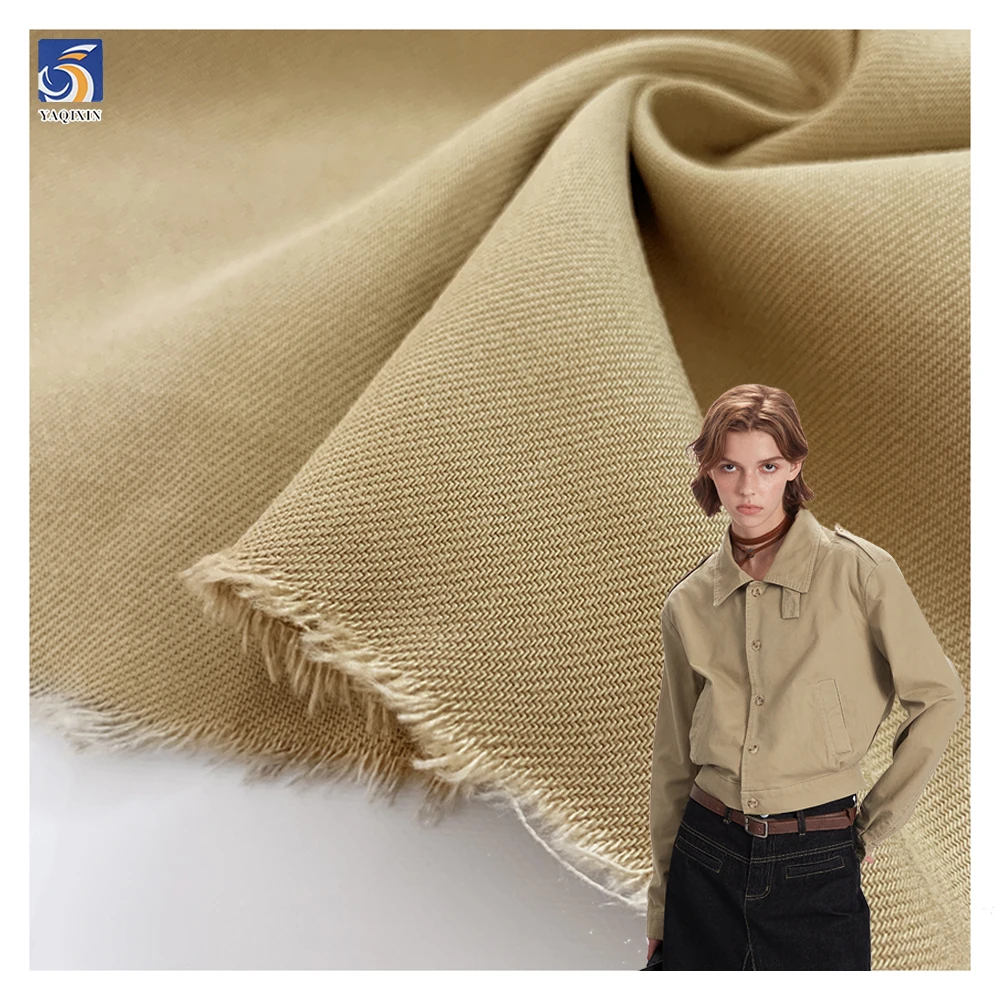 A2472 300gsm Heavyweight Khaki Lyocell Twill Fabrics Wholesale 40% Cotton 60% Lyocell Fabric for Men's Shirt Jacket
