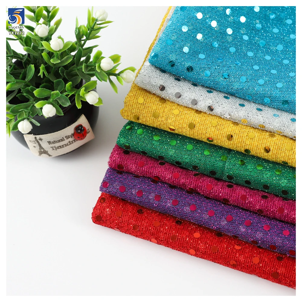 YX1272 Competitive Price 40gsm Purple Tulle Mesh Fabric With Polka Dots and Round Sequins 3mm Sequins Costume Fabrics DIY - 图片 3
