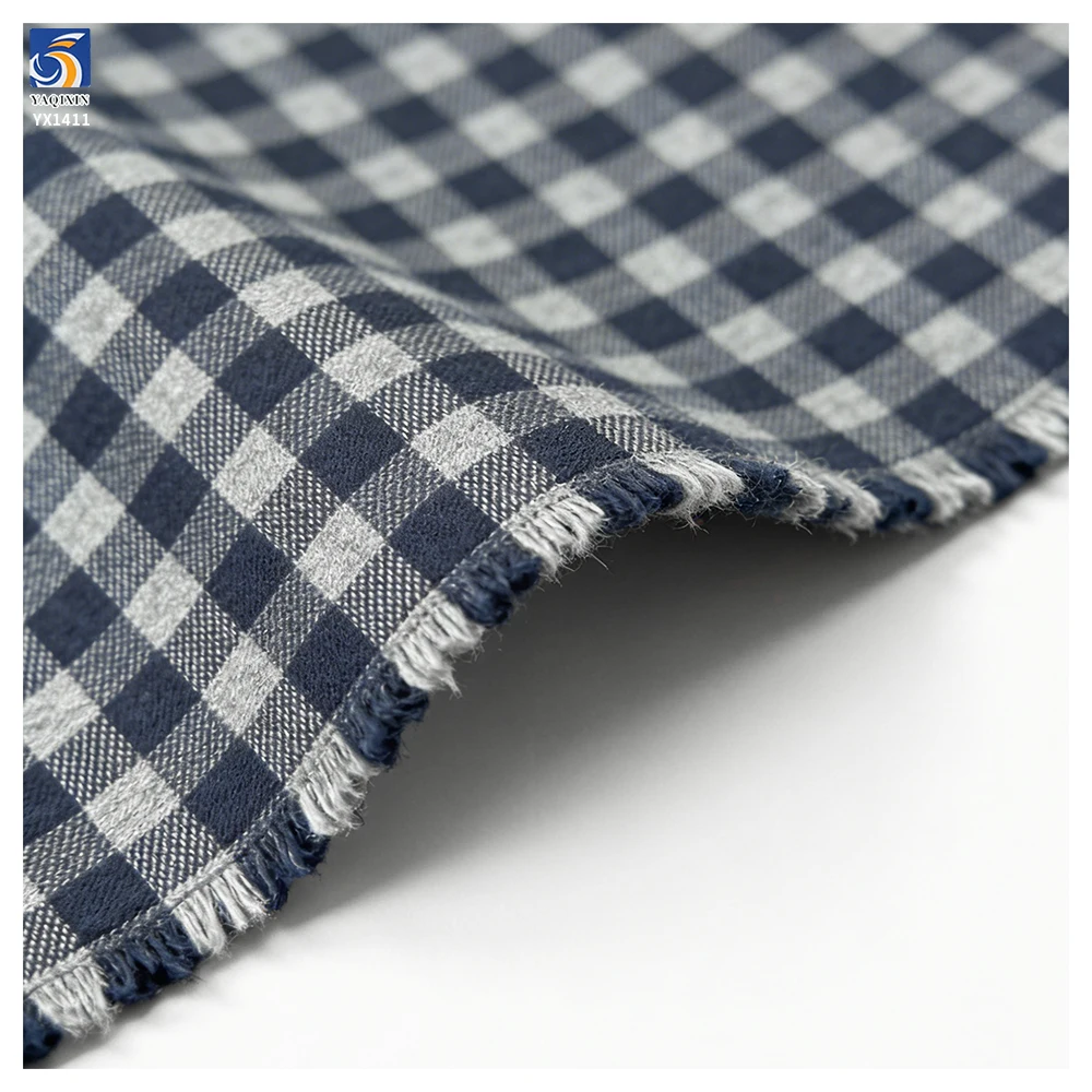 YX1411 TR Polyester Cotton Twill Brushed Chaoyang Plaid Fabric 195gsm Thickened Yarn Dyed Pink Plaid Fabric for Shirts - 图片 4