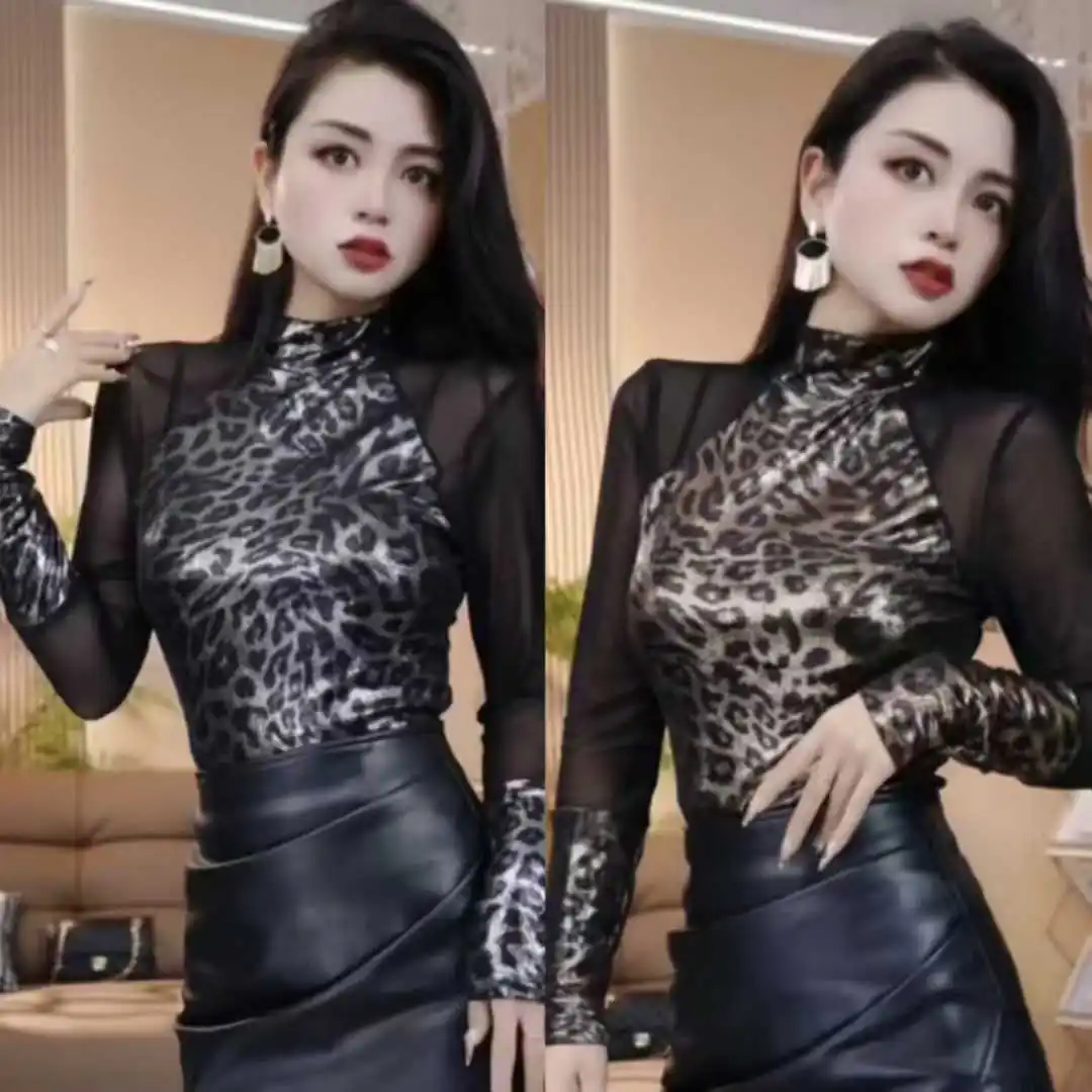 YX1136 High Quality 180gsm Spandex Tricot Stretch Knit Breathable Leopard Print Fabric for Women's Garments Dress 2 Yards - 图片 3