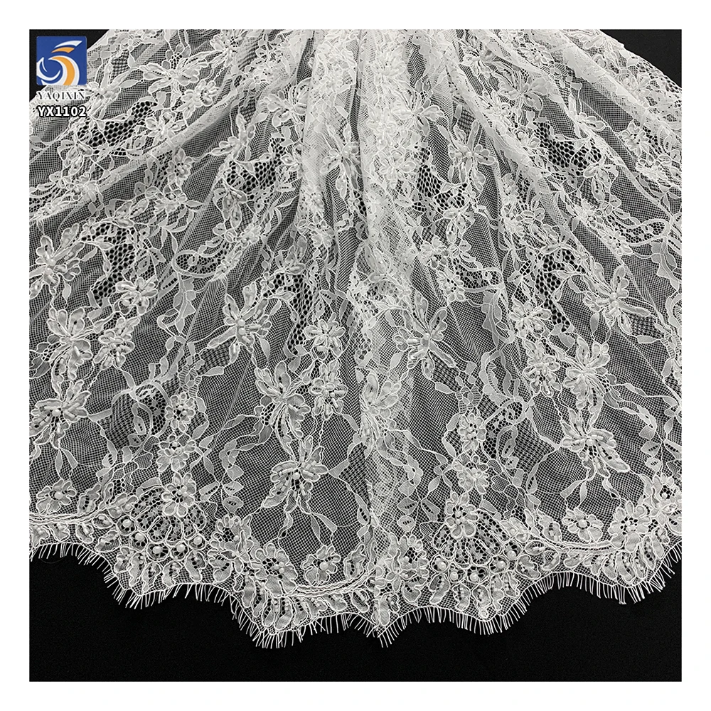 YX1102 300*150CM Apparel-Wedding/Special 0ccasion Customized Color Eyelash Lace Fabric Beaded 3D Lace Fabric for Africa - 图片 4