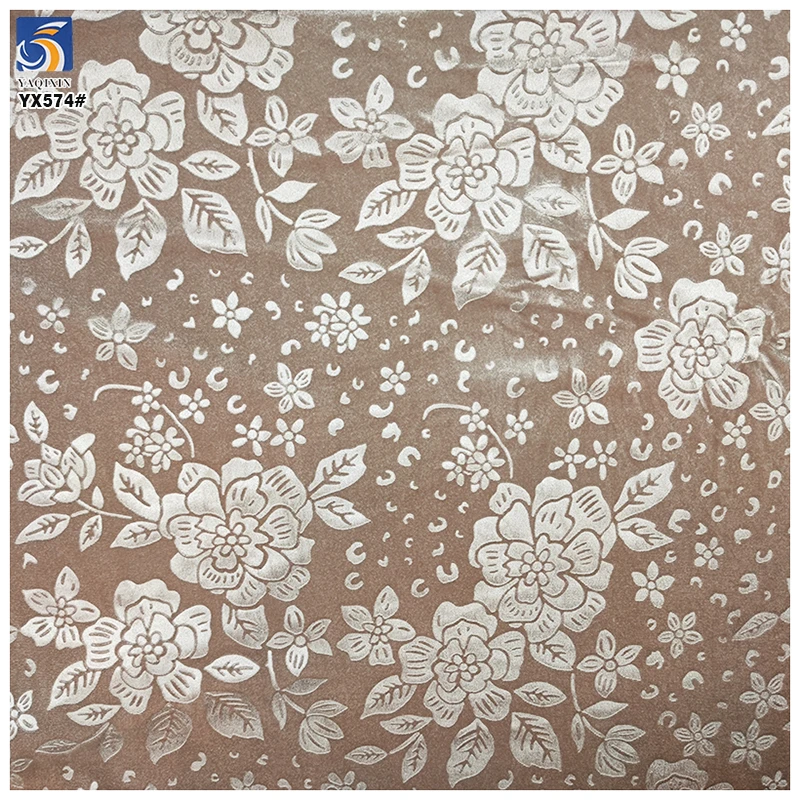 YX574 2025 Soft Brushed Korean Velvet Fabric 3D Flower Jacquard Polyester Spandex Stretch Embossed Velvet Fabric