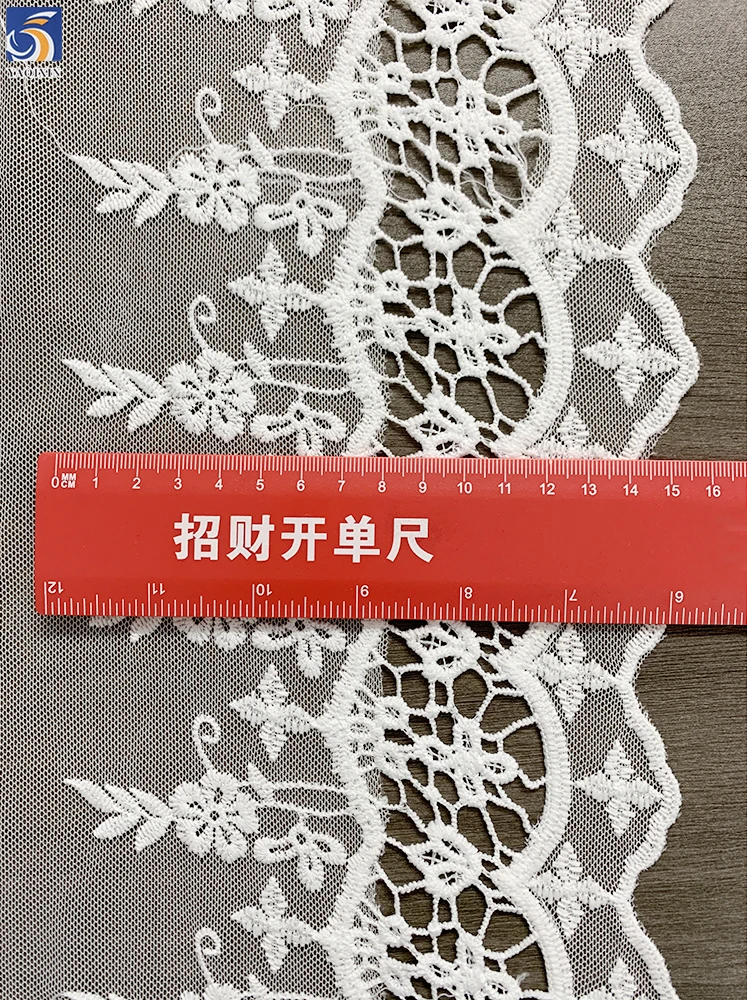 YX1302 Competitive and Inexpensive Thin Polyester White Water-Soluble Lace Embroidery Fabric 15 Yards for Girl Chinese - 图片 6