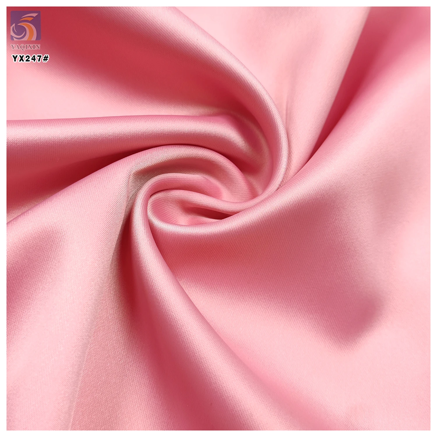 YX37 Pink Soft 220gsm Wrinkle-Resistant Polyester Matte Satin Fabric Wedding Dress Evening Gown Satin Fabric - 图片 4