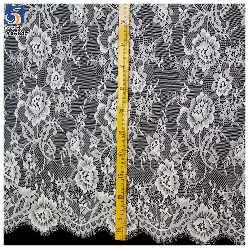 YX584 2025 Support Customized Colors European and American Wedding Lace Fabric Eyelash Lace Fabric for Bride - 图片 3