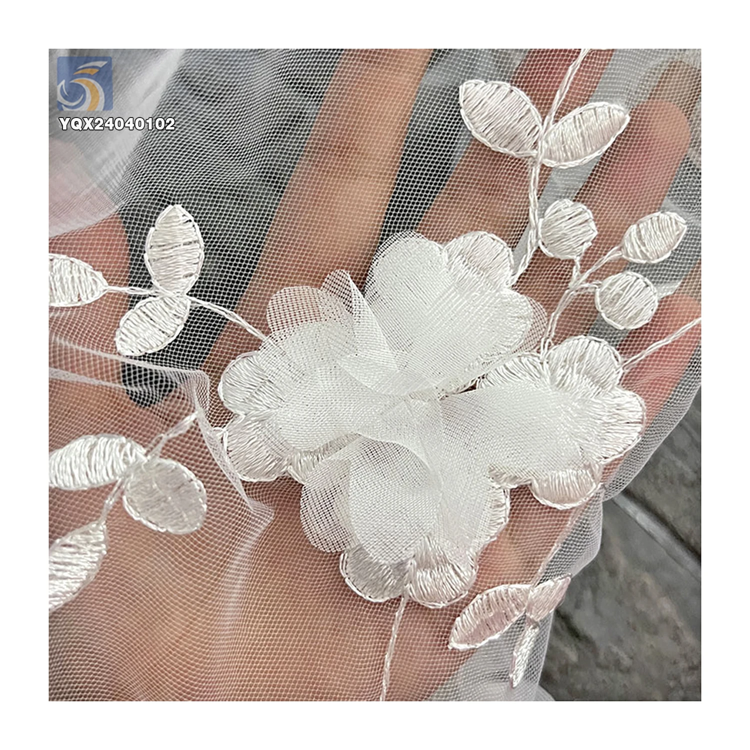 Wholesale 3D Lace Floral Fabric From China New Design Embroidered Flowers on Polyester Mesh for Dresses Low Price - 图片 5