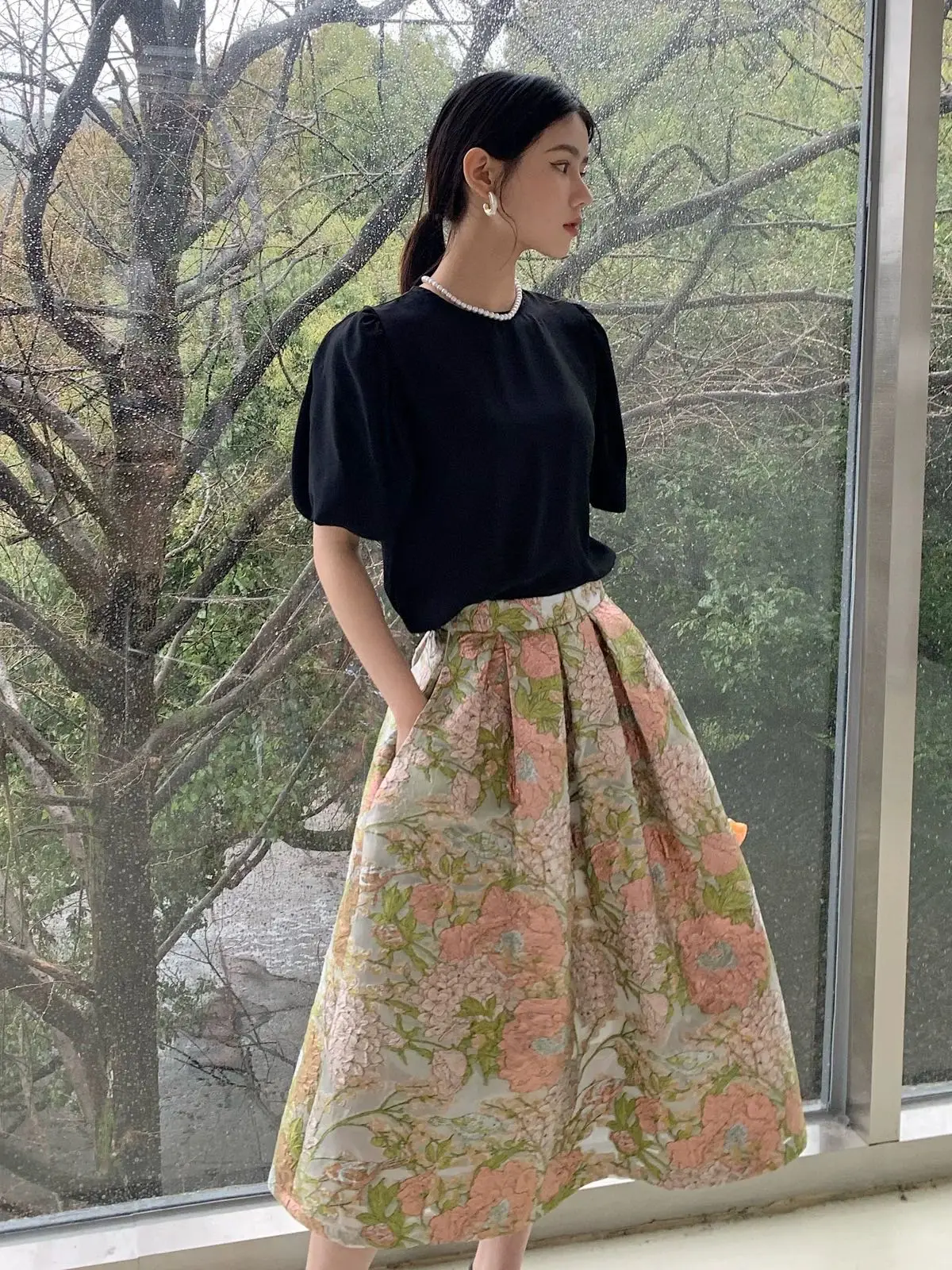 YX1166 2026 New 100 Polyester Green 3D Yarn-Dyed Jacquard Florals Fabric Nigerian Guinea Brocade Fabrics for Women - 图片 3