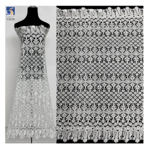 YX1069 African Milk Silk Poly Embroidery Cord Lace Water-Soluble Fabric Glossy Floral Embroidered Dress Lace Fabric for Women