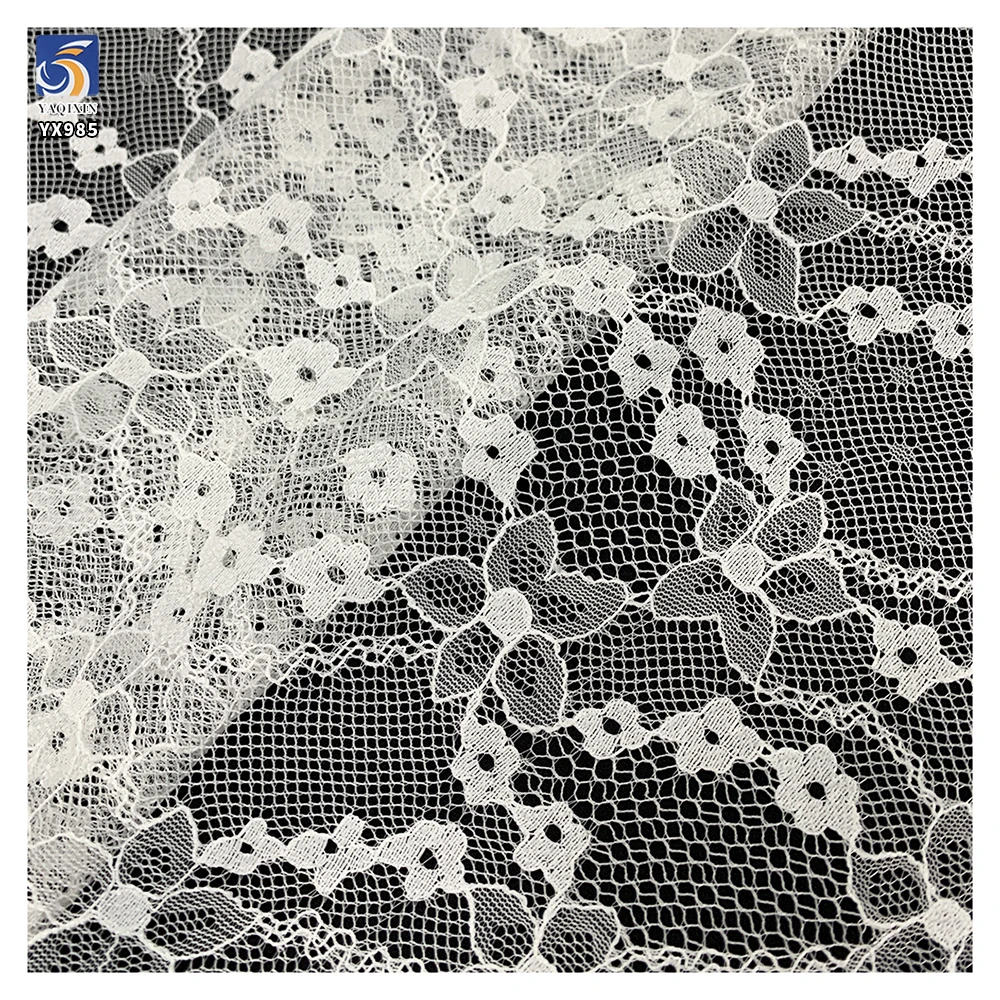 YX985 Polyester 3D Chantilly Lace Fabric Five-Star Flower Small Plum Blossom Jacquard Mesh Chantilly Lace Fabric for Clothing - 图片 2