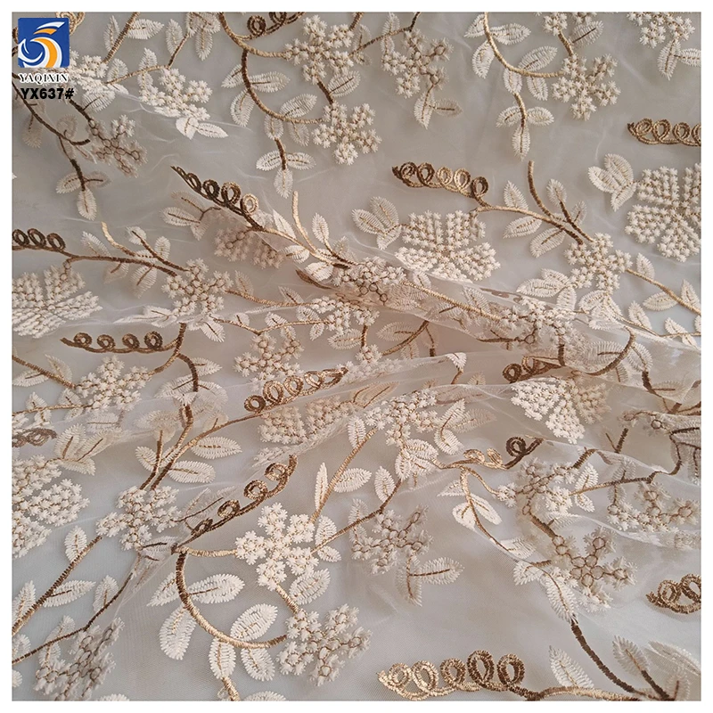 YX637 New Fashion Computer Embroidery Polyester Mesh Fabric Women's Skirt Embroidery Fabric Tulle - 图片 3