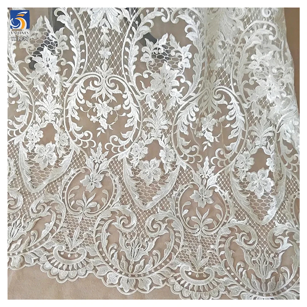 YX1277 Noble and Luxurious Water-Soluble Embroidered Wedding Dress Fabric Bridal Tulle Competitive Prices Wedding Lace Fabric - 图片 2