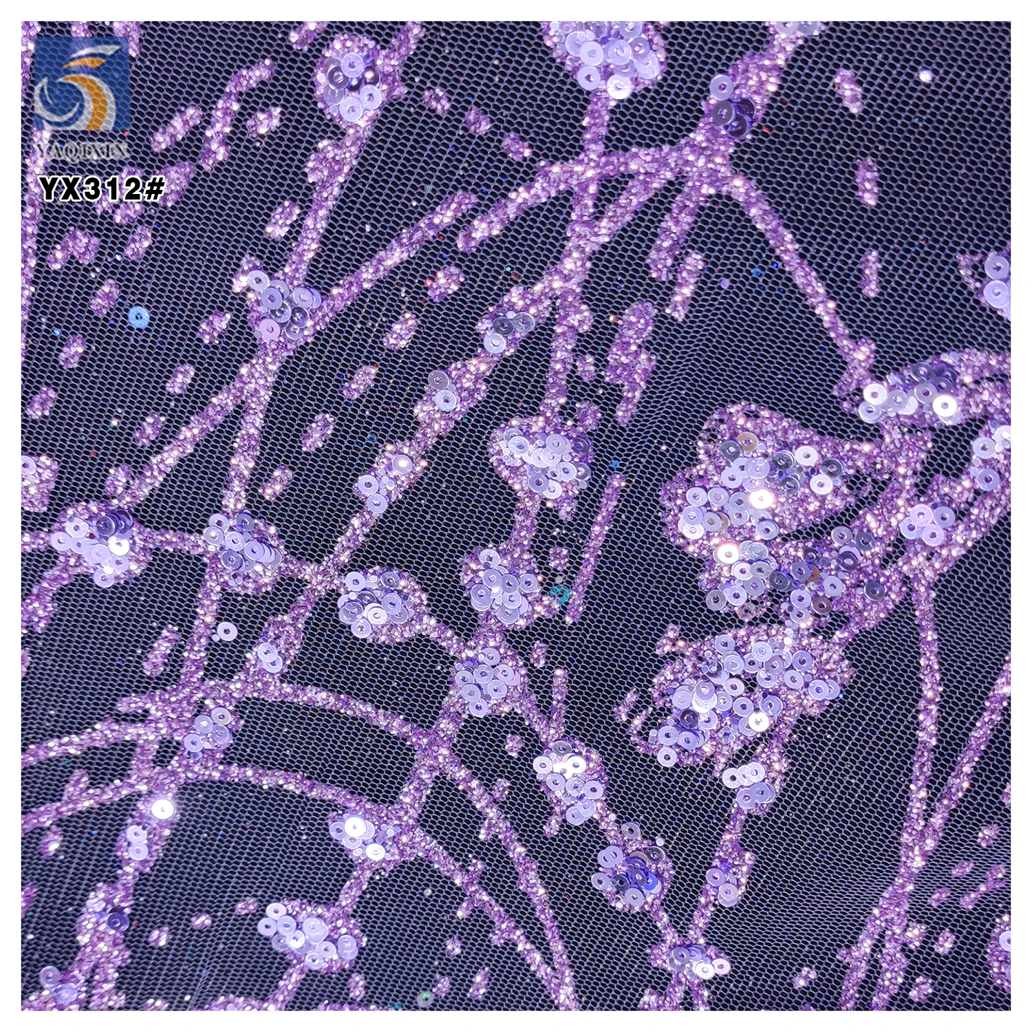 YX312 Customized Glitter Dust Sequins Tulle Lace Fabric for Women's High-End Dress Shiny Glitter Lace Tulle Fabric - 图片 6