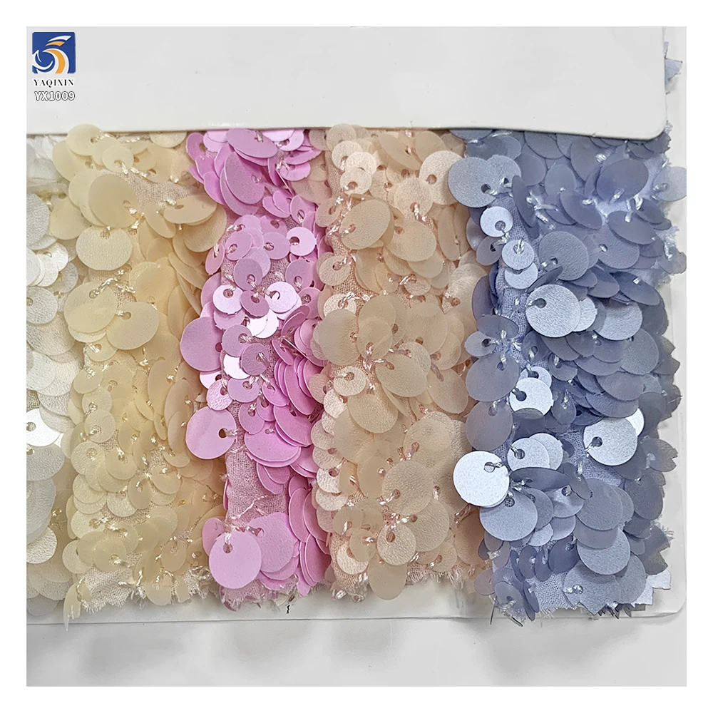 YX1009 Competitive Prices 3+5+7 MM Matte Sequins Fabrics 400gsm High-Weight Multi-Layered Sequins Mesh Fabrics for Bags Clothing - 图片 6