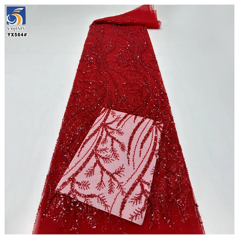 YX564 Factory China Cheapest Lace Wedding Fabric French Bridal Dresses Lace Sparkle Sequin Lace Fabric - 图片 5