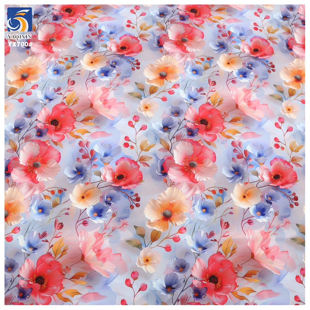 YX700 High Definition 3D Digital Print Florals Fabric 110gsm Colored Flowers Chiffon Printing Fabric for Garments