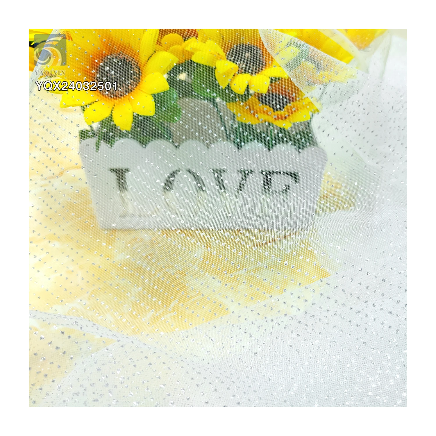 China Factory Wholesale Price White Sparkle Tulle Bridal Fabric Poly Mesh Tulle Wedding Dress Fabric - 图片 3