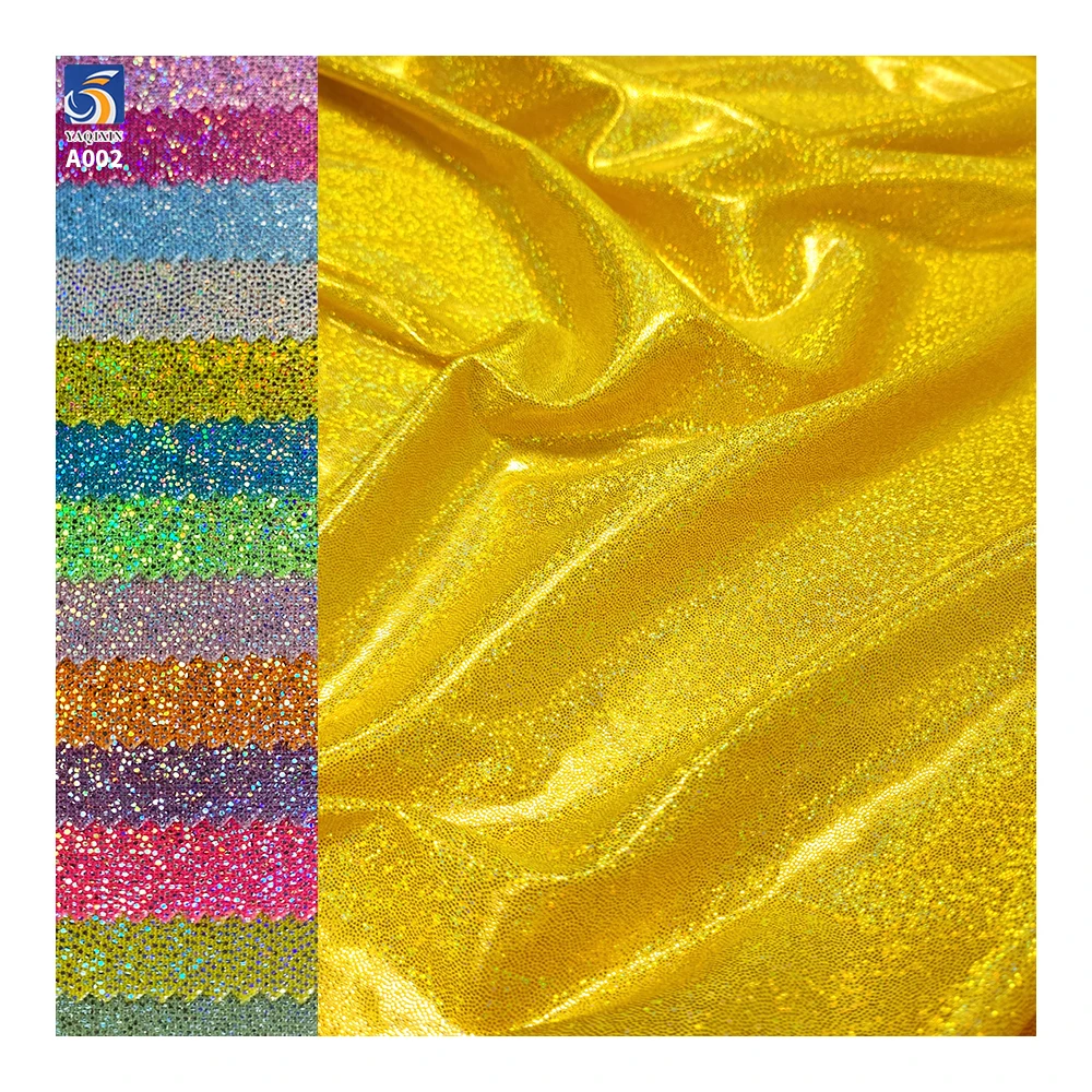 A002-3 New Material Knitted Custom Polyester Spandex Shiny Flash Stretch Fabric Stage Dress Swimsuit Shiny Fabric for Woman - 图片 3