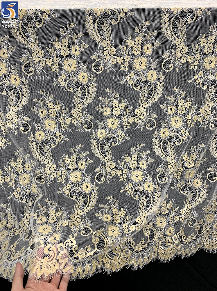 YX1337-1 China Supplier Wholesale 3m*1.5m Custom Dyed Eyelash Lace Fabric New Competitive Price Lace Fabric for Clothing - 图片 4