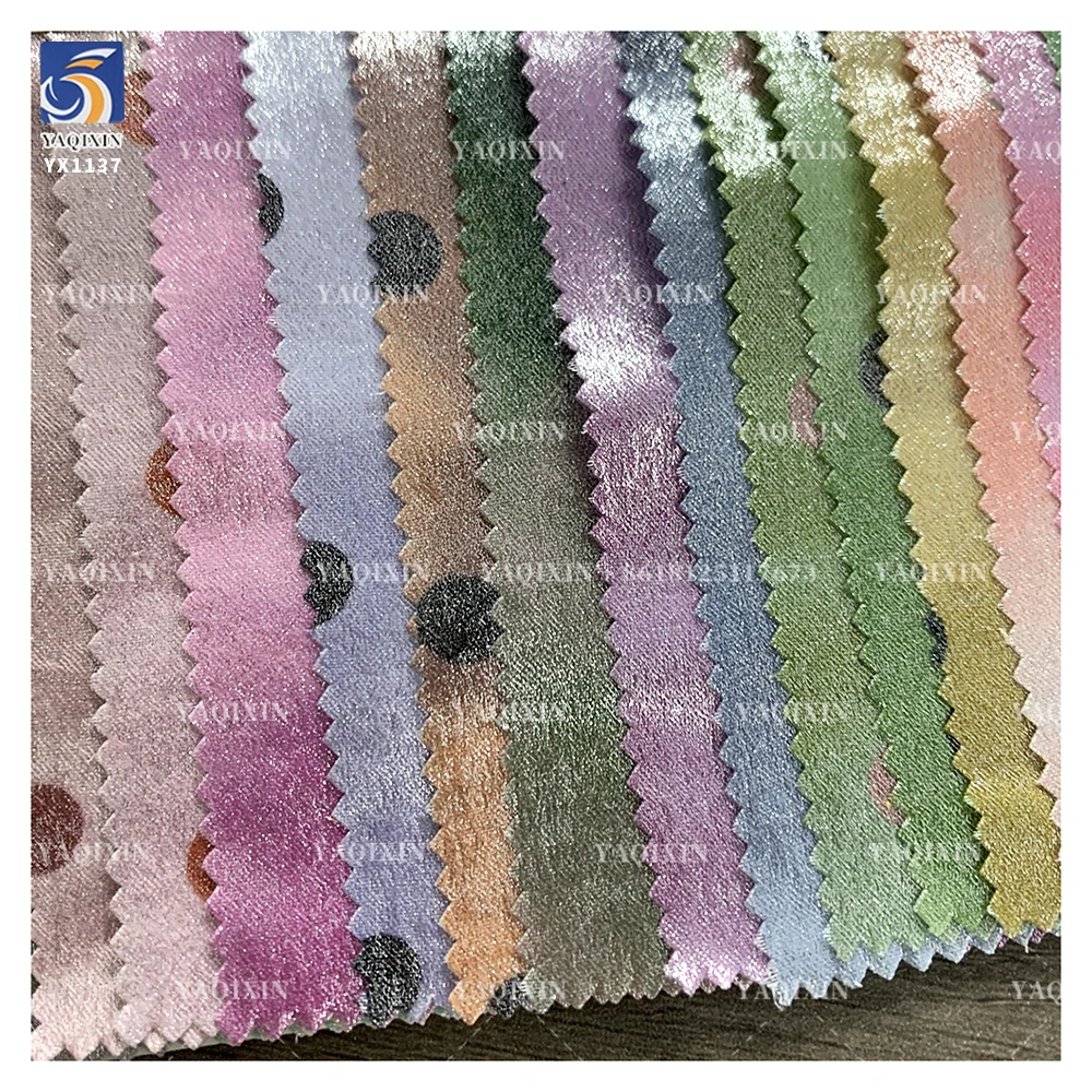 YX1137 120gsm Hot Stamping Gradient Lustrous Black Polka Dots Fabric 2 Yards Stretch Knit Women's Clothing Dots Fabric - 图片 3