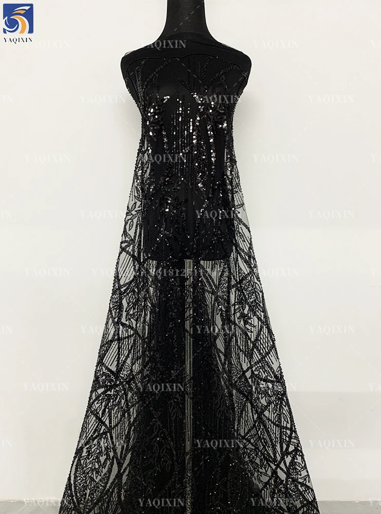 YX566 Best Quality Eco-Friendly Breathable Polyester/Metallic Heavyweight Christmas Tulle Lace Sequin Fabric Wedding Nigerian - 图片 3
