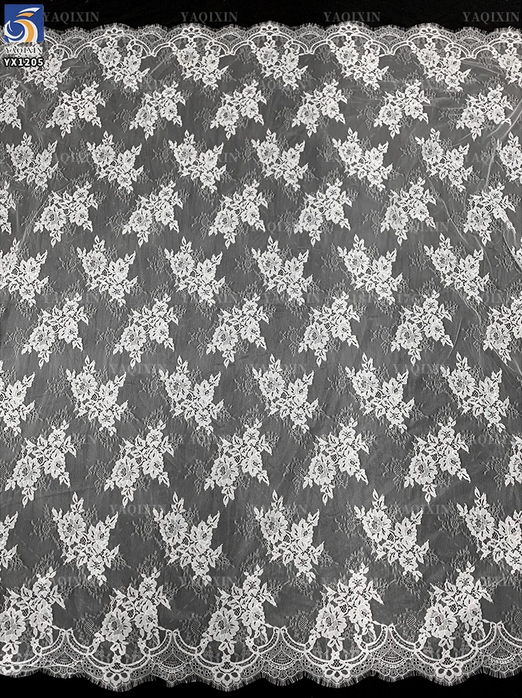 YX1205 New Austrian Tulle Lace Fabric 2026 White 10 Yards Embroidery High-Quality Eyelash Design Lace Fabric Textiles - 图片 3
