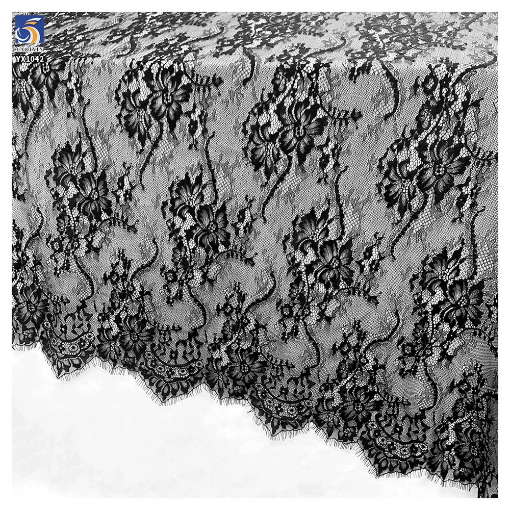 YX1042 Best Seller Apparel-Sleepwear Underwear Lace Fabric for Sales Eyelash Lace Fabrics High Quality Wholesale for Women - 图片 2