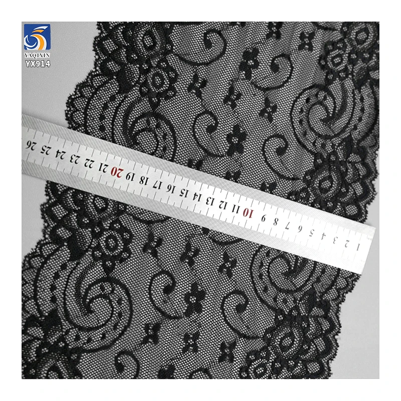 YX914 White Rose Flowers Knit Lace Trim 25cm Nylon Underwear Eyelash Lace Trim High Quality Wholesale - 图片 2