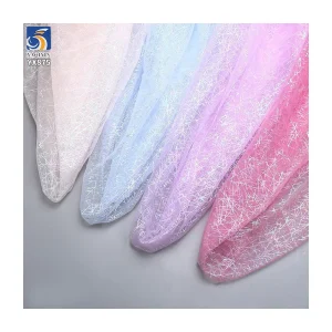 YX875 Laser Irregular Lines Customized Colorful Foil Printing Mesh Soft Fabric Spider Web Printed Tulle Fabric for Halloween
