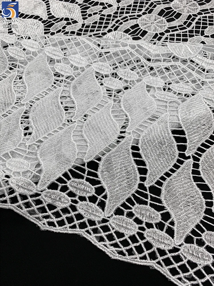 YX1072 New Dress Water-Soluble Lace White Embroidered Fabrics Materials Lace High Quality Africa Beautiful White Lace Fabric - 图片 6