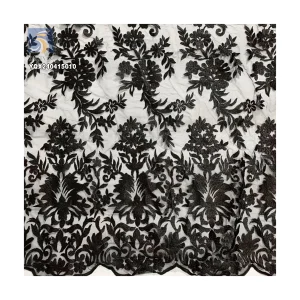 Hot Sale China Wholesale Heavy Flower Embroidery Fabric Water Soluble Tulle Double Lace Cotton Fabric