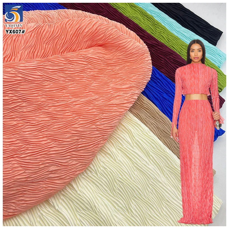 YX607 High Quality 110gsm 100 Nylon Chiffon Crepe Wrinkled Fabric for Women's Fashion Dresses Bags Jackets
