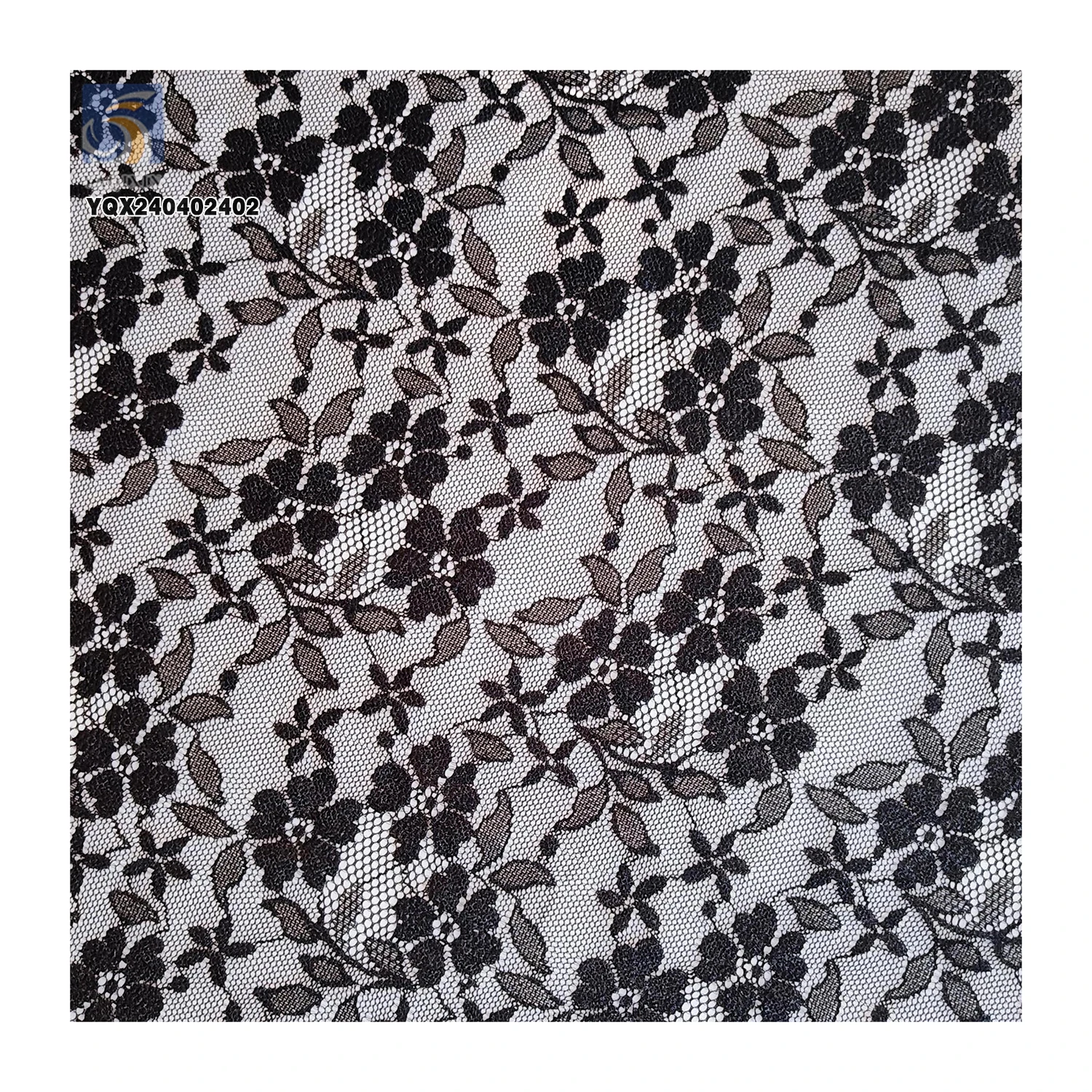 OEM Wholesale Price 90% Nylon 10% Spandex Lace Fabric Black White Floral Stretchy Mesh Lace for Dresses and Underwear - 图片 5