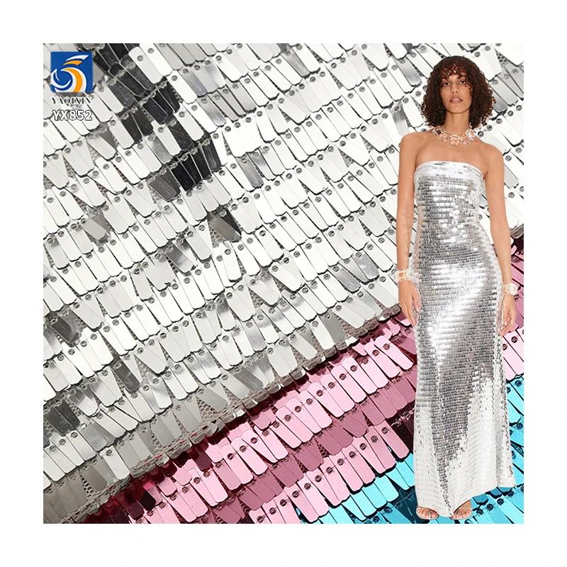 YX852 Cheap Price Width 130cm 300gsm 3x9mm Rectangular Sequin Fabric for Bags,Backpacks,Shoes,Skirts