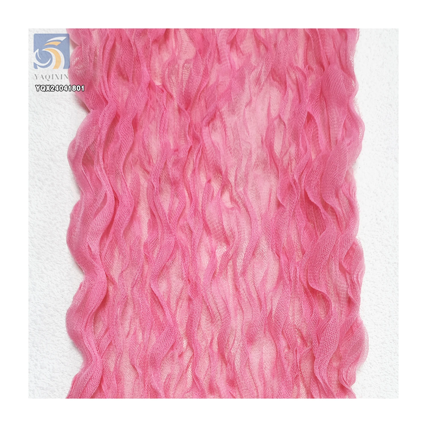 New Fancy Width 45CM Pink Color Polyester Tulle Twist Pleated Tulle Fabric for Veil Dresses - 图片 6