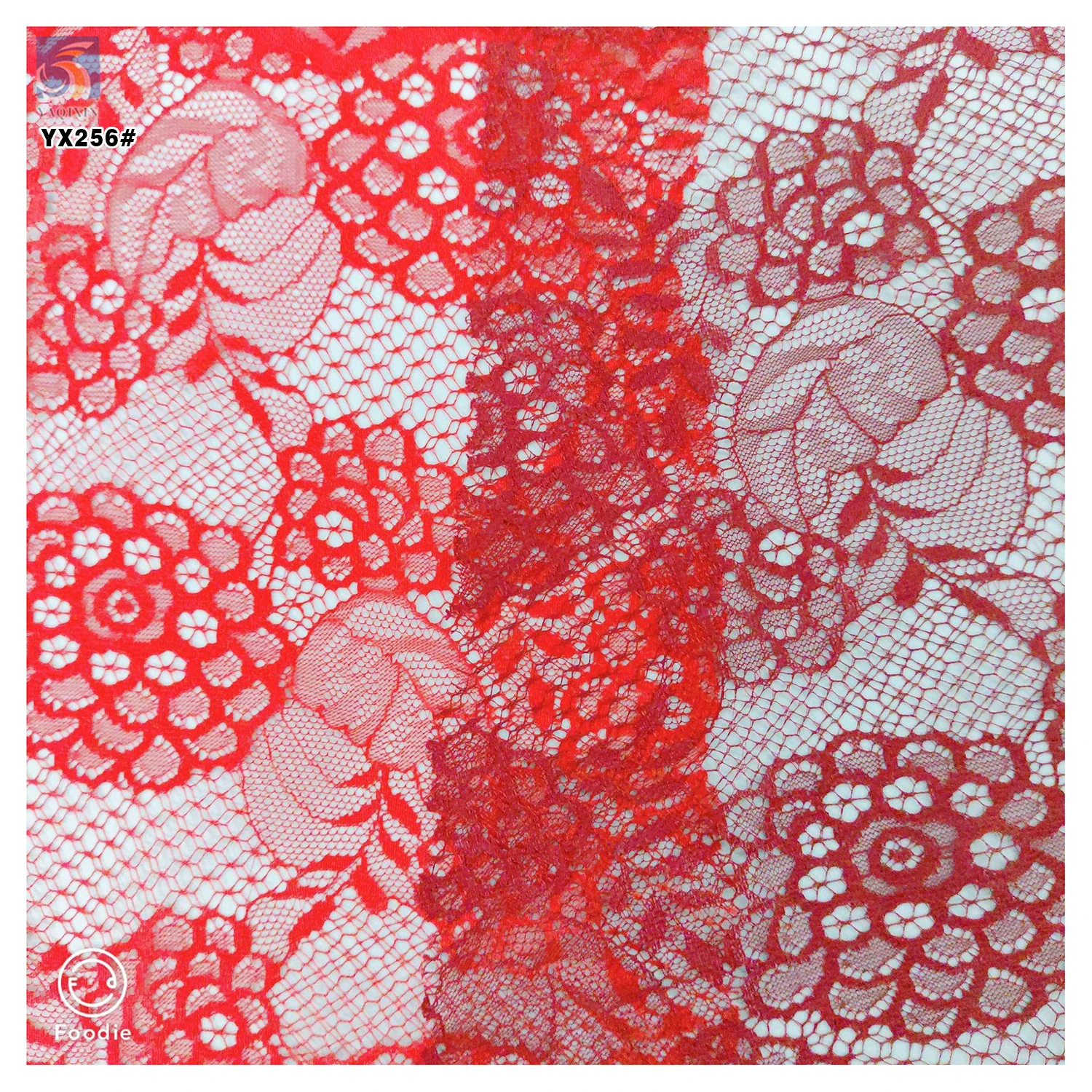 YX256 High Quality Black Flower Pattern Embroidered Chantilly Lace Fabric 100 Polyester Chantilly Lace Fabric - 图片 6