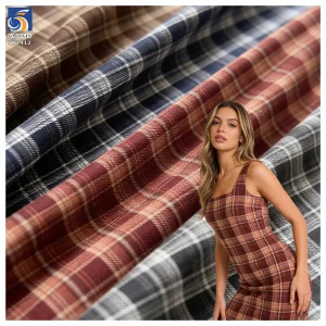 YX1412 190gsm High Quality TR 30 Polyester 70 Cotton Yarn Dyed Plaid Fabric for Fashion Women Dresses and Shirts
