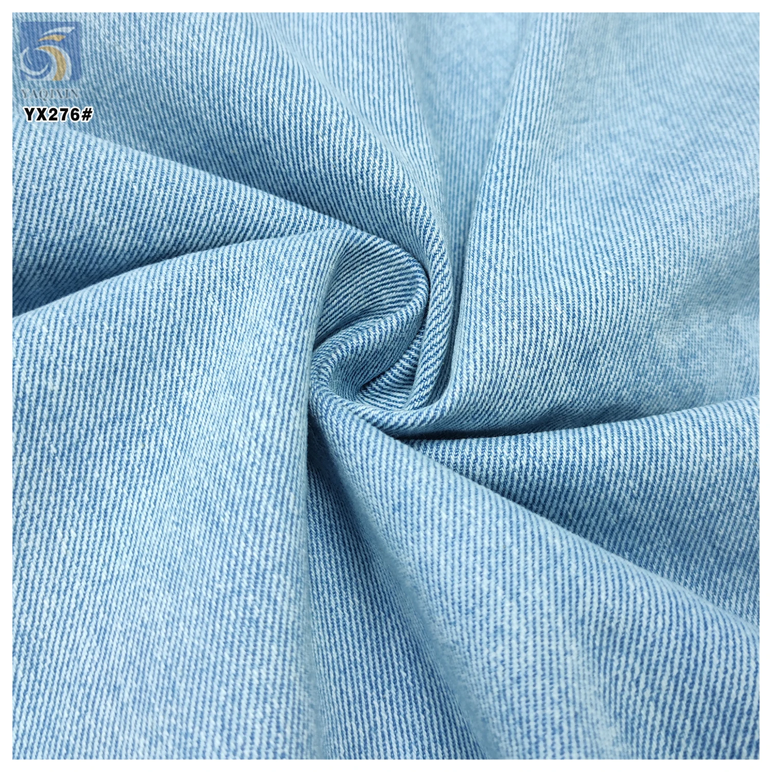YX276 Light Blue Color Denim Premium 340gsm 100% Cotton Washed 10*10 Thick Denim Fabrics for Clothing - 图片 6