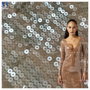 YX265-1 High-Shine Flexible 10 Colors Available 5mm Crystal Embroidery Stretch Mesh Fabric for Women Fashion Dress