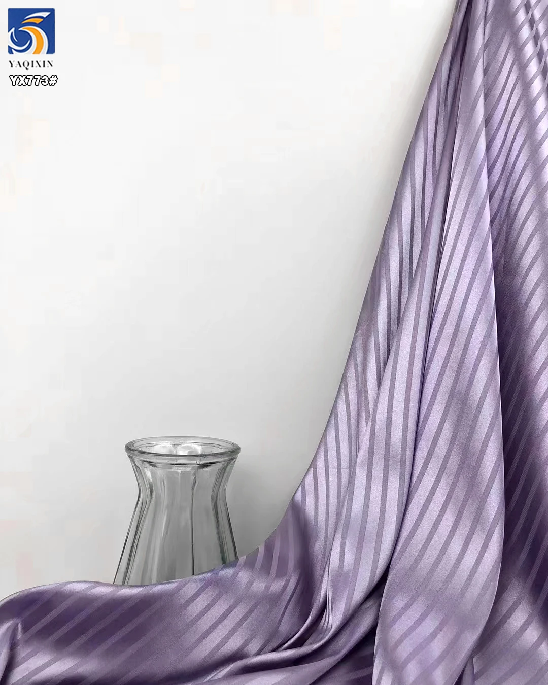YX773 Cheap High Quality Striped Satin Fabric Soft Stretch Elastic Imitation Silk Satin 0.7 Vertical Stripe Jacquard Fabric - 图片 5